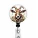 Cute goat on retractable black badge reel.